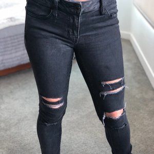 American Eagle Black Distressed Jeggings 0